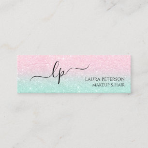 Rose gold glitter handwritten script calligraphy mini business card