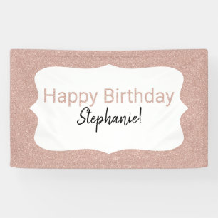 Rose Gold Glitter Happy Birthday Banner
