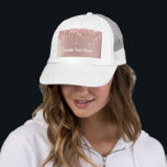 Rose Gold Glitter Hats with Custom Text Your Name<br><div class="desc">Hats with Rose Gold Blush Glitter Sparkle Drips Custom Text Pink Modern - Add Your Unique Text / Name or Remove Text - Make Your Special Hat Gift - Resize and move or remove and add text / elements with Customisation tool. Choose font / size / colour ! Design by...</div>