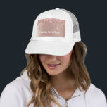 Rose Gold Glitter Hats with Custom Text Your Name<br><div class="desc">Hats with Rose Gold Blush Glitter Sparkle Drips Custom Text Pink Modern - Add Your Unique Text / Name or Remove Text - Make Your Special Hat Gift - Resize and move or remove and add text / elements with Customisation tool. Choose font / size / colour ! Design by...</div>