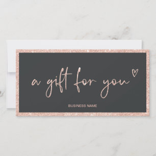 Rose Gold glitter heart grey logo gift certificate