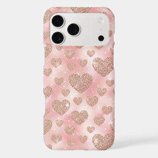 Rose Gold Glitter Hearts Pink Pattern