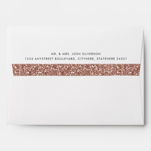 Rose Gold Glitter Inside Return Address Pink Envelope (Back (Top Flap))