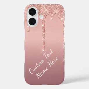 Rose Gold Glitter iPhone Case Custom Text Name