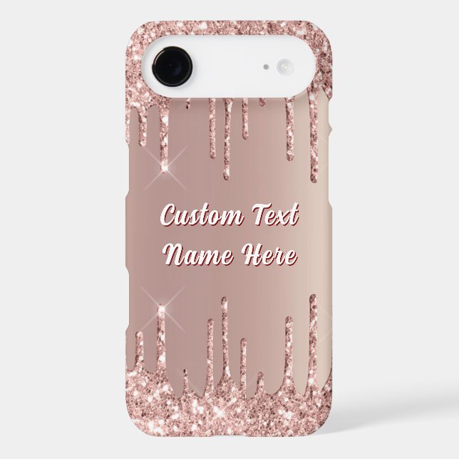 Rose Gold Glitter iPhone Case Personalised Text (Back)