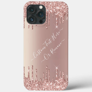 Rose Gold Glitter iPhone Case with Custom Text