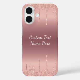 Rose Gold Glitter iPhone Case with Custom Text
