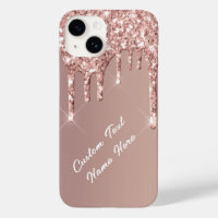Rose Gold Glitter iPhone Case with Custom Text