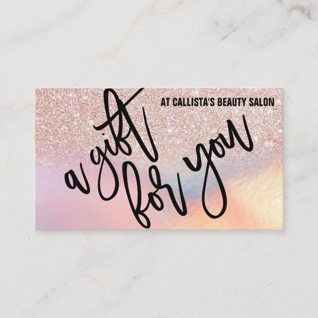 Rose Gold Glitter Iridescent Gift Certificate (Front)