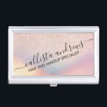 Rose Gold Glitter Iridescent Holographic Gradient Business Card Holder<br><div class="desc">This elegant and chic design is perfect for the trendy and stylish girly girl. It features faux printed rose gold glitter with pink, peach, blue, and purple iridescent holographic ombre gradient design. It's modern, cool, unique, glamourous, and original. ***IMPORTANT DESIGN NOTE: For any custom design request such as matching product...</div>