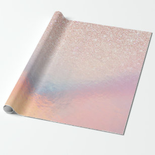 18th birthday pink glitter rose gold iridescent wrapping paper