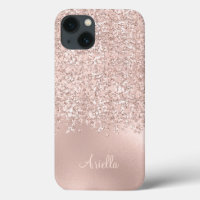 Rose Gold Glitter Jewels Monogram