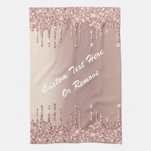Rose Gold Glitter Kitchen Towel with Custom Text