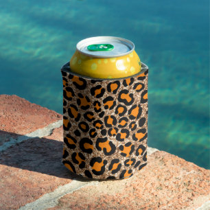 Rose Gold Glitter Leopard Girly Cheetah Pattern Can Cooler