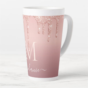 Rose Gold Glitter Letter Mug Custom Name Letter