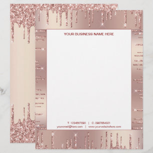 Rose Gold Glitter Letterhead Design Your Own