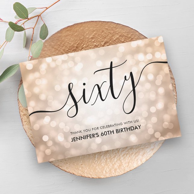 Rose Gold Glitter Lights 60th Birthday Thank You (Rose Gold Glitter Lights 60th Birthday Thank You)