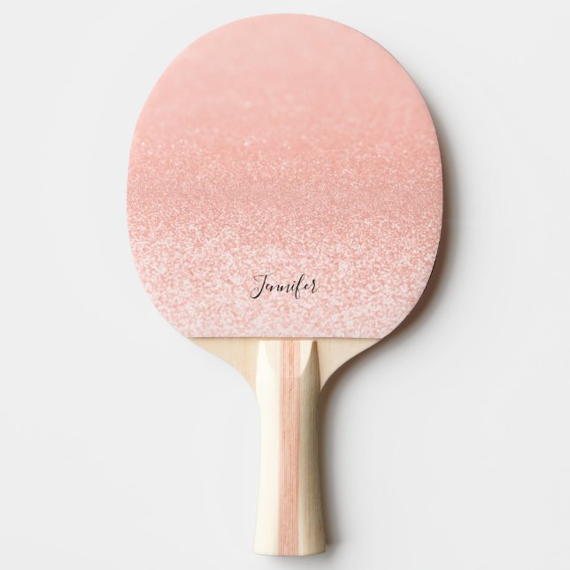 Rose Gold Glitter Lights Personalized Ping Pong Paddle (Front)