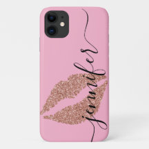 Rose Gold Glitter Lips, Personalised Pink