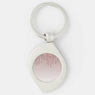 Rose Gold Glitter Liquid Drips Key Ring