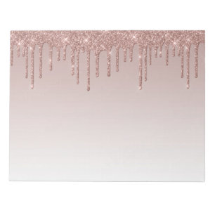 Rose Gold Glitter Liquid Drips Notepad