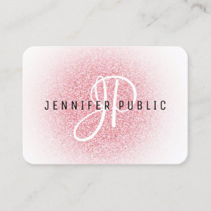Rose Gold Glitter Look Elegant Monogram Modern Business Card