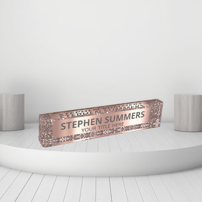 Rose Gold Glitter Look Sparkle Glam Custom Nameplate (Creator Uploaded)