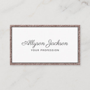 Rose Gold Glitter Luxury Script Business Card