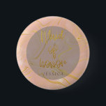 Rose Gold Glitter Maid of Honor Bridal Shower  6 Cm Round Badge<br><div class="desc">This rose gold marble agate glitter pinback button Maid of Honor is great for bachelorette party or bridal shower. Matching products available in my store Wowweds.</div>