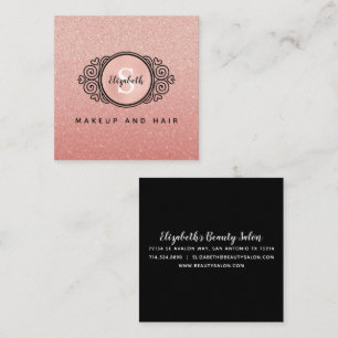 Rose Gold Glitter Makeup Artist Hair Salon Busines Square Business Card