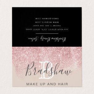  Rose Gold Glitter Makeup Artist Hair Salon  Business Card