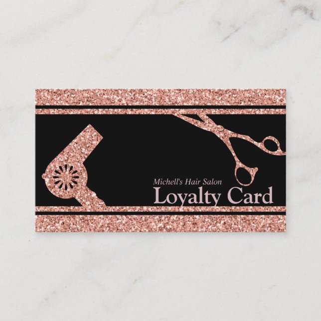 Rose Gold Glitter Makeup Artist Hair Salon Loyalty (Front)