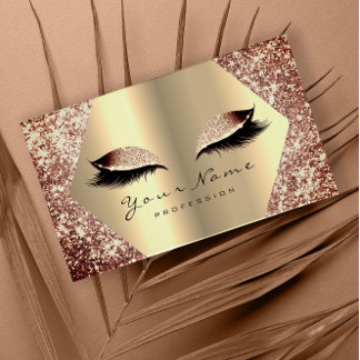 Rose Gold Glitter Makeup Artist Lashes Beauty Business Card