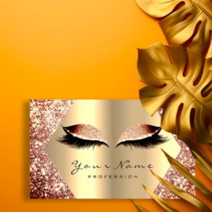Rose Gold Glitter Makeup Artist Lashes Extension Business Card