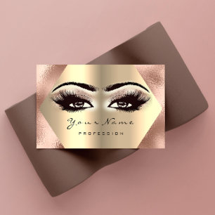 Rose Gold Glitter Makeup Artist Lashes Open Eye Business Card