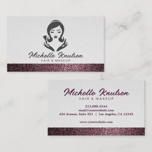 Rose Gold Glitter Makeup & Hair Stylist Salon Bus Business Card