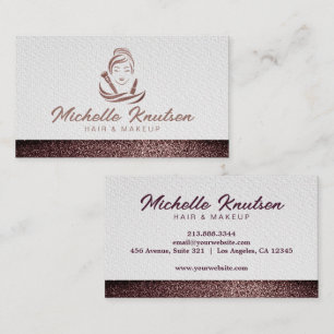 Rose Gold Glitter Makeup & Hair Stylist Salon Business Card