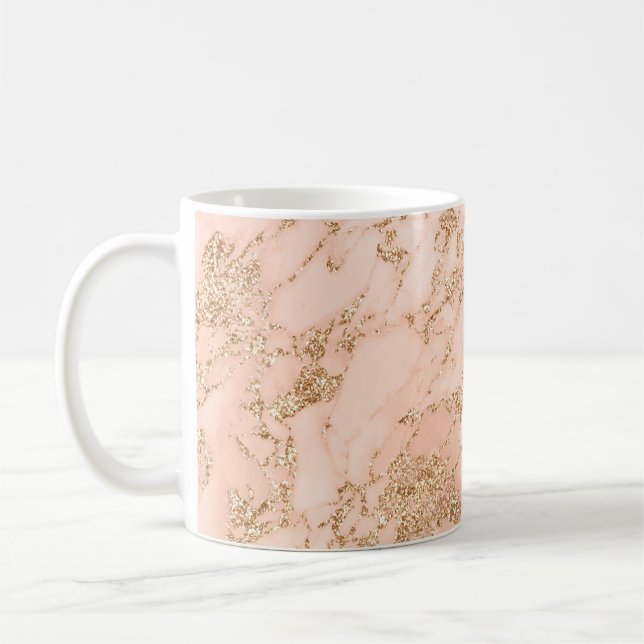 Rose gold glitter marble abstract coffee mug (Left)