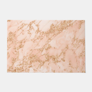 Rose gold glitter marble abstract doormat