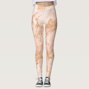 Rose gold glitter marble abstract leggings