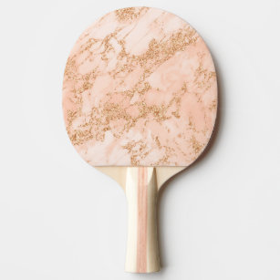 Rose gold glitter marble abstract ping pong paddle