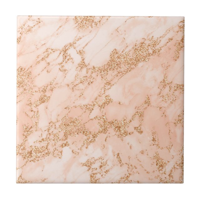 Rose gold glitter marble abstract tile (Front)