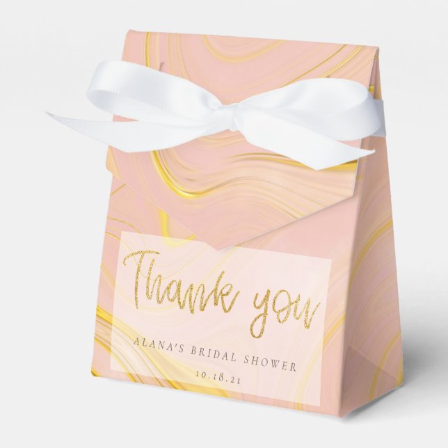 Rose Gold Glitter Marble Agate Bridal Shower Favour Box (Front Side)