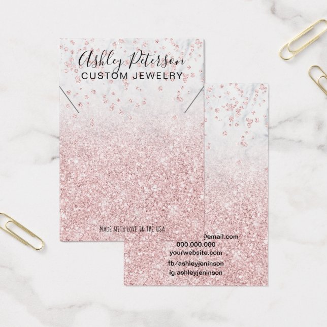 rose gold glitter marble chic necklace display (Office)