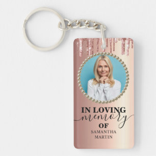Rose Gold Glitter Memorial In Loving Memory Key Ring