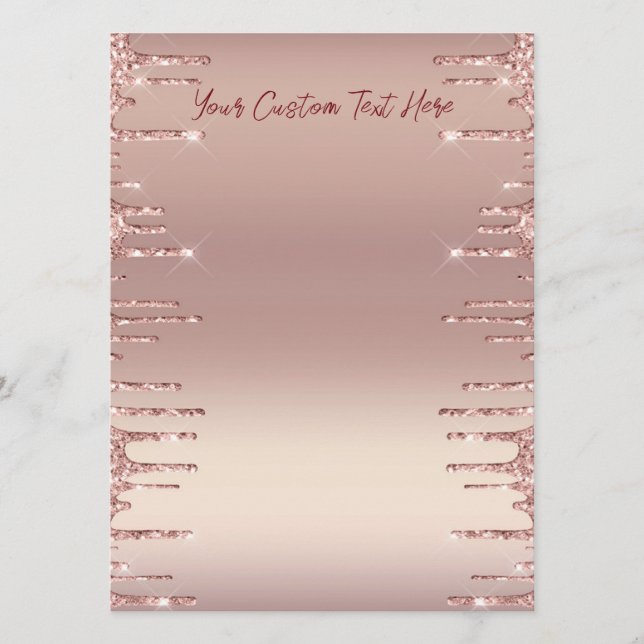 Rose Gold Glitter Menu Example Personalised Text (Front)