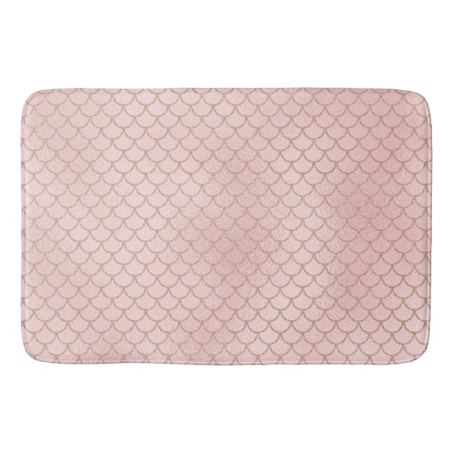Rose Gold Glitter Mermaid Scales Bath Mat (Front)
