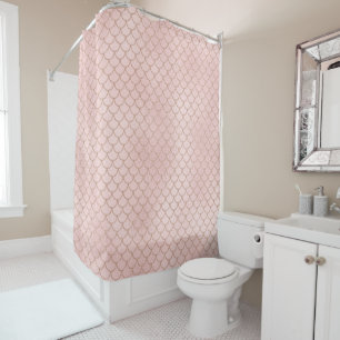 Rose Gold Glitter Mermaid Scales Shower Curtain