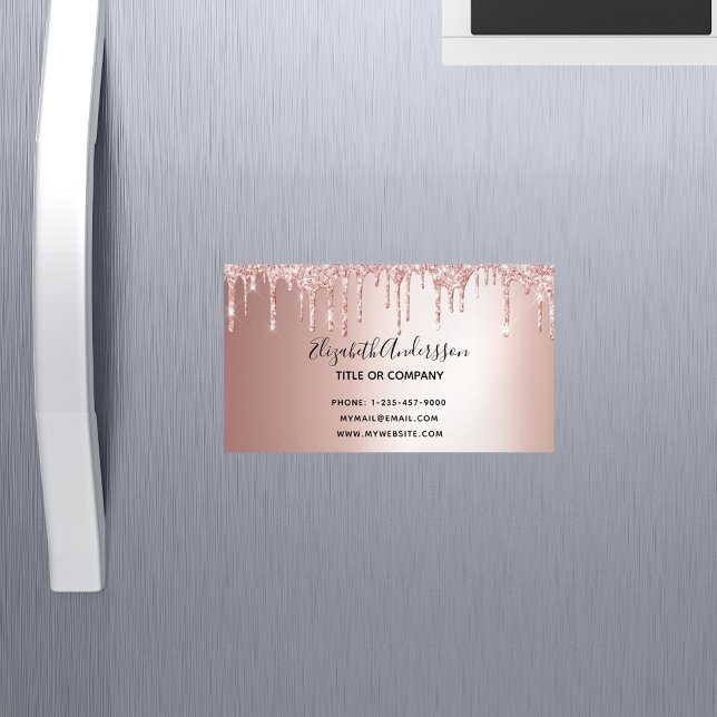 Rose gold glitter metallic elegant business magnetic business card (Creator Uploaded)