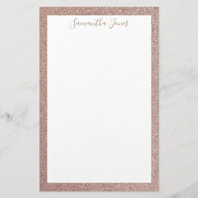 Rose Gold Glitter Metallic | Personalised Stationery (Front)